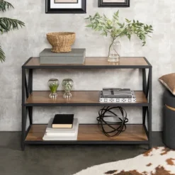 X-Frame 3-Tier Barnwood Bookshelf-Kirkland's Home Clearance