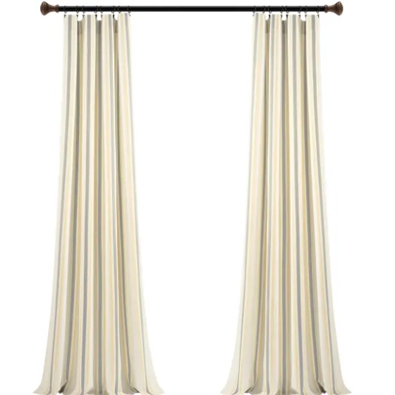 Yellow & Gray Farmhouse Curtain Panel Set, 95 In.-Kirkland's Home Sale