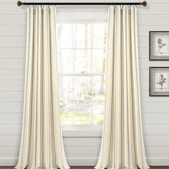 Yellow & Gray Farmhouse Curtain Panel Set, 95 In.-Kirkland's Home Sale