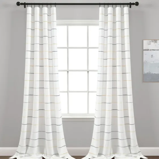Yellow And Gray Stripe Curtain Panel Set, 84 In.-Kirkland's Home New