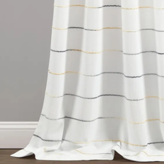 Yellow And Gray Stripe Curtain Panel Set, 84 In.-Kirkland's Home New