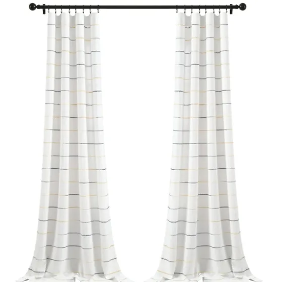 Yellow And Gray Stripe Curtain Panel Set, 84 In.-Kirkland's Home New