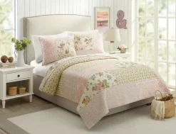 Yellow And Pink Patchwork Blooms King Quilt-Kirkland's Home Flash Sale