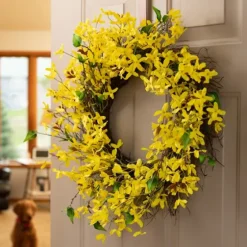Yellow Blooming Forsythia Twig Wreath-Kirkland's Home Store