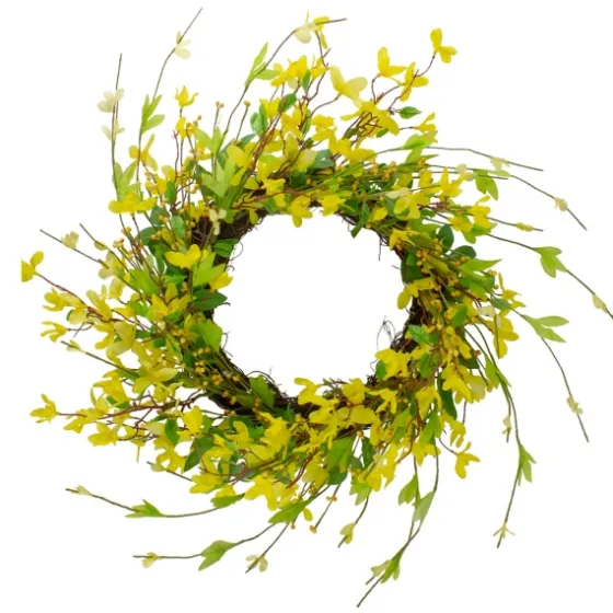 Yellow Forsythia Spiral Wreath-Kirkland's Home Flash Sale