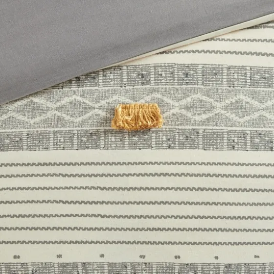 Yellow Striped Pom Pom 3-Pc. Full/Queen Duvet Set-Kirkland's Home Cheap