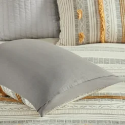 Yellow Striped Pom Pom 3-Pc. Full/Queen Duvet Set-Kirkland's Home Cheap