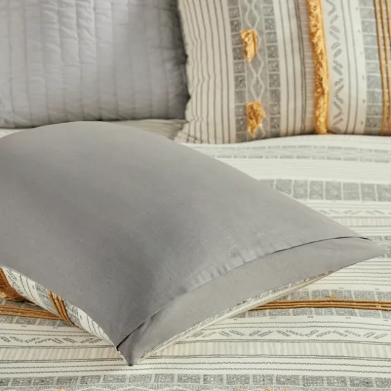 Yellow Striped Pom Pom 3-Pc. Full/Queen Duvet Set-Kirkland's Home Cheap