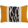 Yellow Wave Stitched Fringe Lumbar Pillow-Kirkland's Home Sale