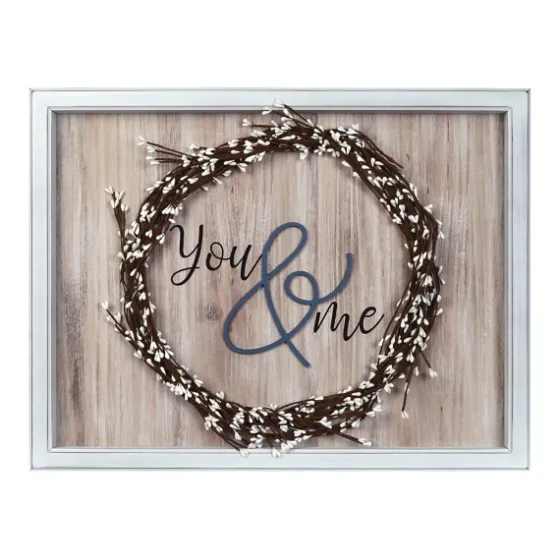 You And Me Wreath Framed Wooden Wall Plaque-Kirkland's Home Cheap